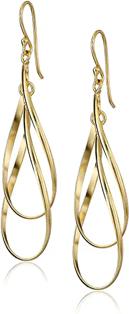 Double Oval Twist French Wire Earrings - Gold