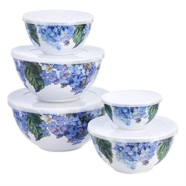 10-Piece Mixing Bowl Set with Lids - Floral