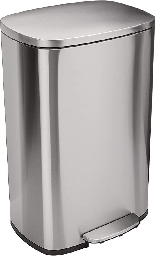 Trash Can with Foot Pedal - Brushed Stainless Steel