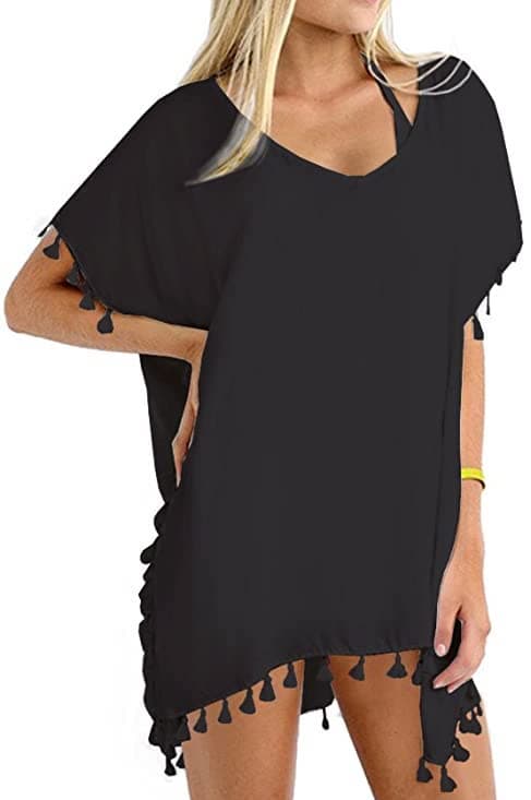 Women's Chiffon Beachwear Cover Up - Black
